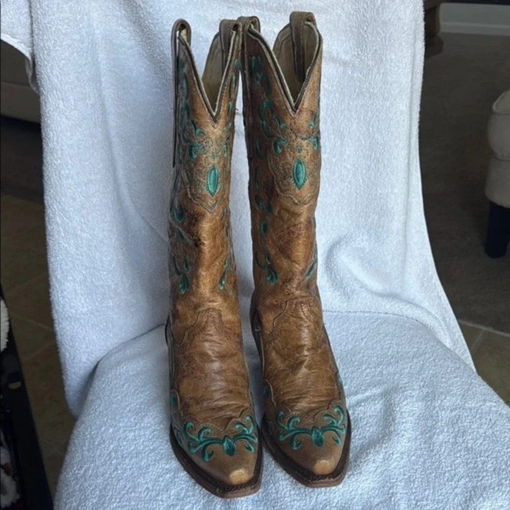 Corral Brown and Green Western Boots